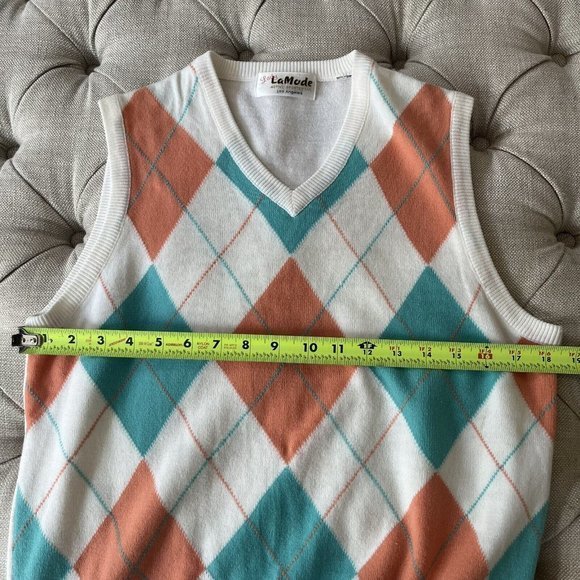 Lady La Mode Golf Sweater Vest  White Checker‎ 100% Cotton Y2K - Picture 4 of 5